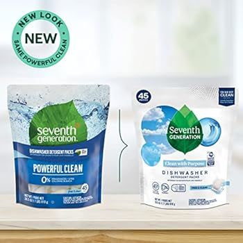 Seventh Generation Dishwasher Detergent Packs, Free & Clear, 45 count, Pack of 2 | Amazon (US)