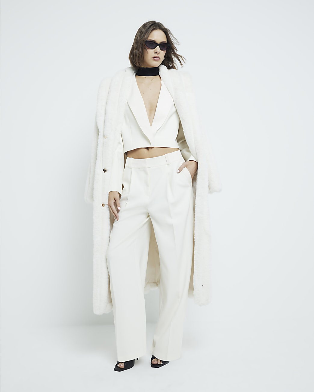 Cream Cropped Tuxedo Boxy Blazer | River Island UK & IE