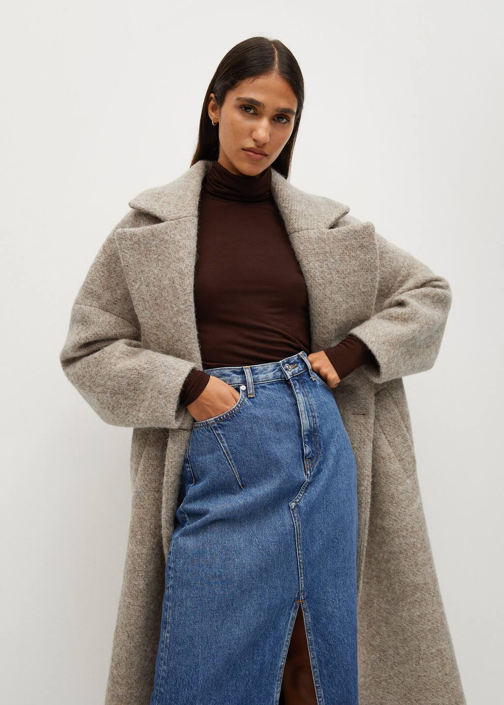 Textured wool-blend coat | MANGO (US)