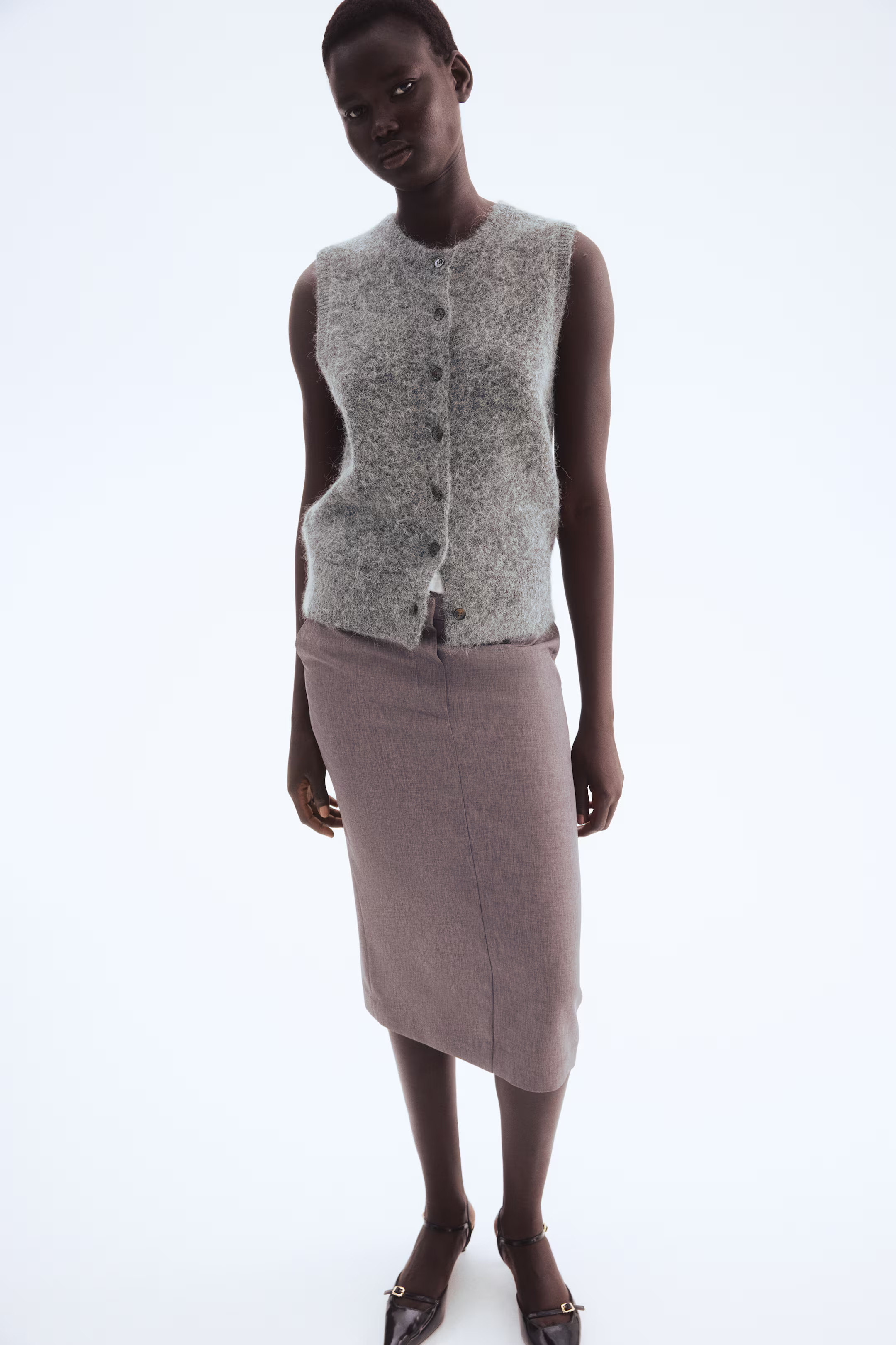 Alpaca-blend waistcoat - Grey marl - Ladies | H&M GB | H&M (UK, MY, IN, SG, PH, TW, HK)