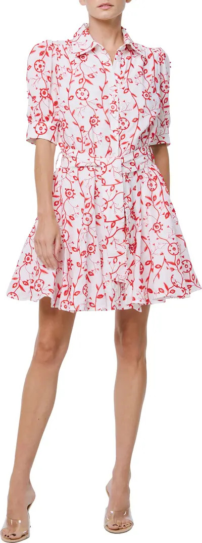 Emilie Embroidered Belted Mini Shirtdress | Nordstrom