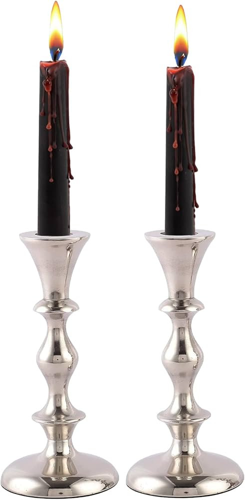 Silver Candle Holders Set of 2 - Decorative Taper Candles for Candlesticks - Candle Stick Candle ... | Amazon (US)