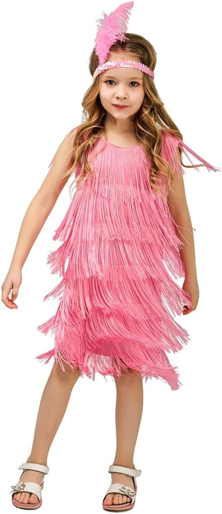 DSplay Kids Girl's Fashion Flapper Satin Dress Costume(S/M/L) | Amazon (US)