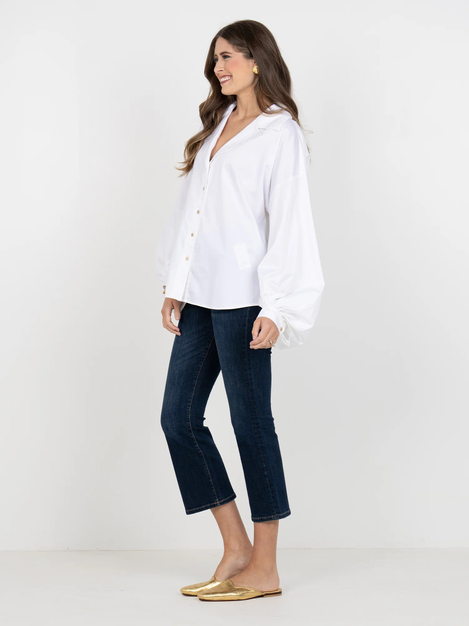 Iris Oxford in White Cotton Poplin | Emily McCarthy