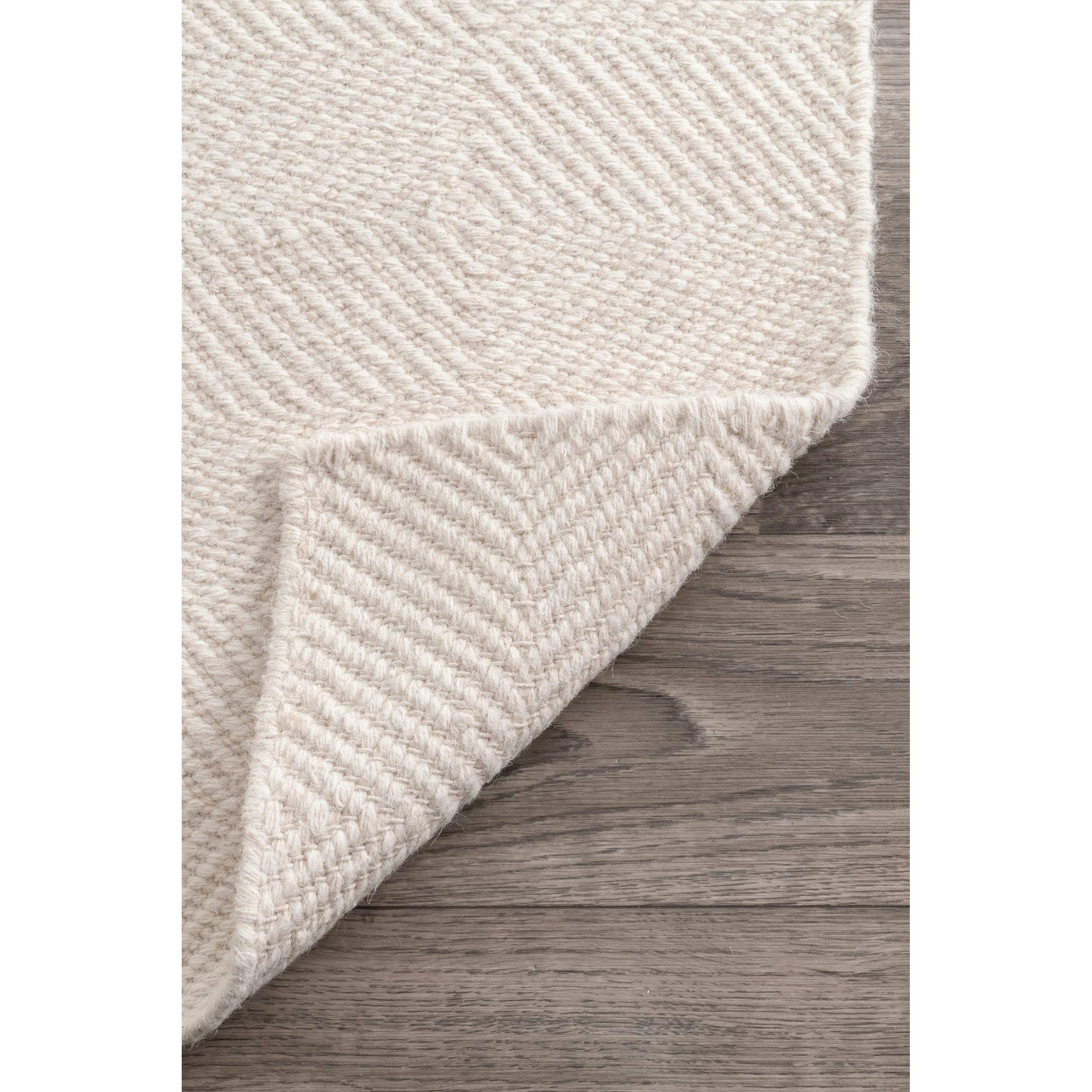 nuLOOM Hand Woven Ago Wool Area Rug, 5' x 8', Cream | Amazon (US)