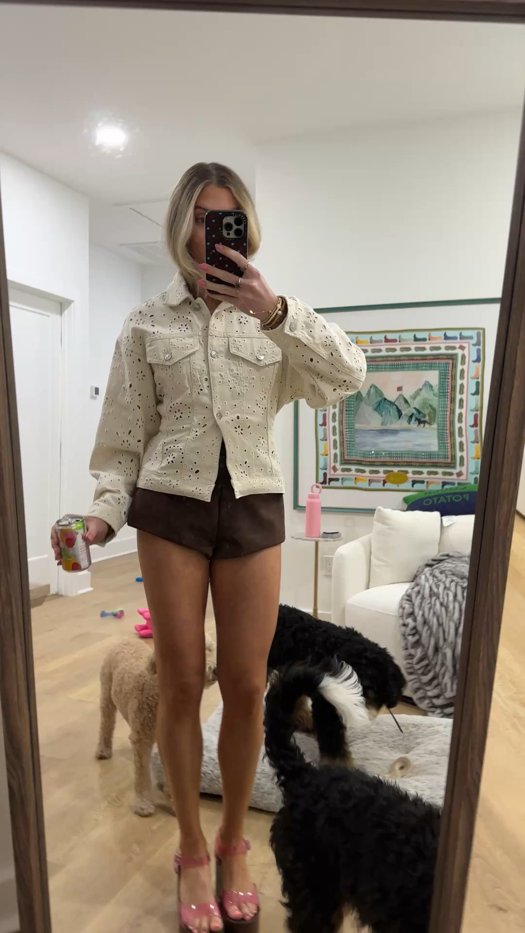 Friday night outfit. My jacket is from @Steve Madden US the Henrietta button up jacket and then my shorts are from @Revolve  with my favorite new Walmart wedges  

#LTKgrwm #LTKootd #LTKSeasonal