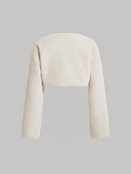 Verdusa Women's Open Front Long Sleeve Faux Fur Fuzzy Crop Jacket Outerwear Cardigan | Amazon (US)
