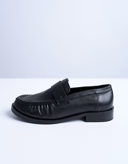 Topshop Carey real leather loafers with ruched detail in black | ASOS | ASOS (Global)
