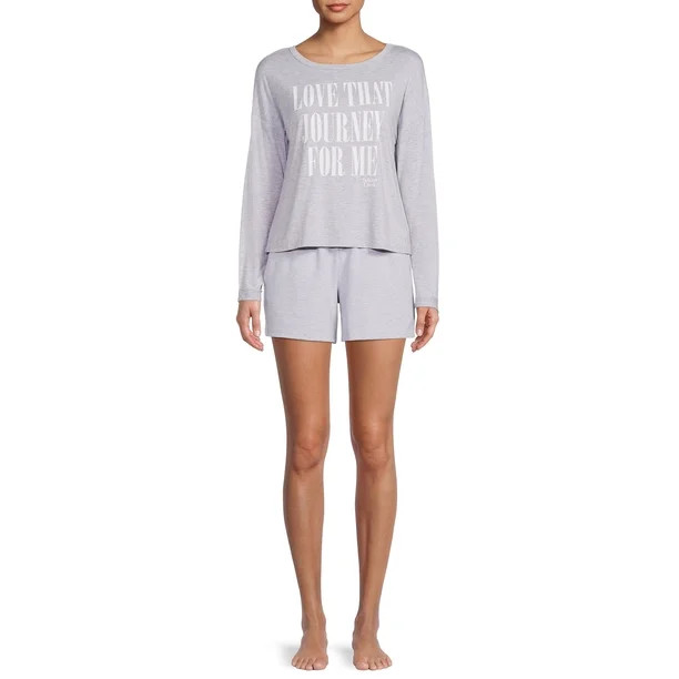 Schitt's Creek Love That Journey For Me Long Sleeve T-Shirt and Shorts Lounge Set, 2-Piece | Walmart (US)