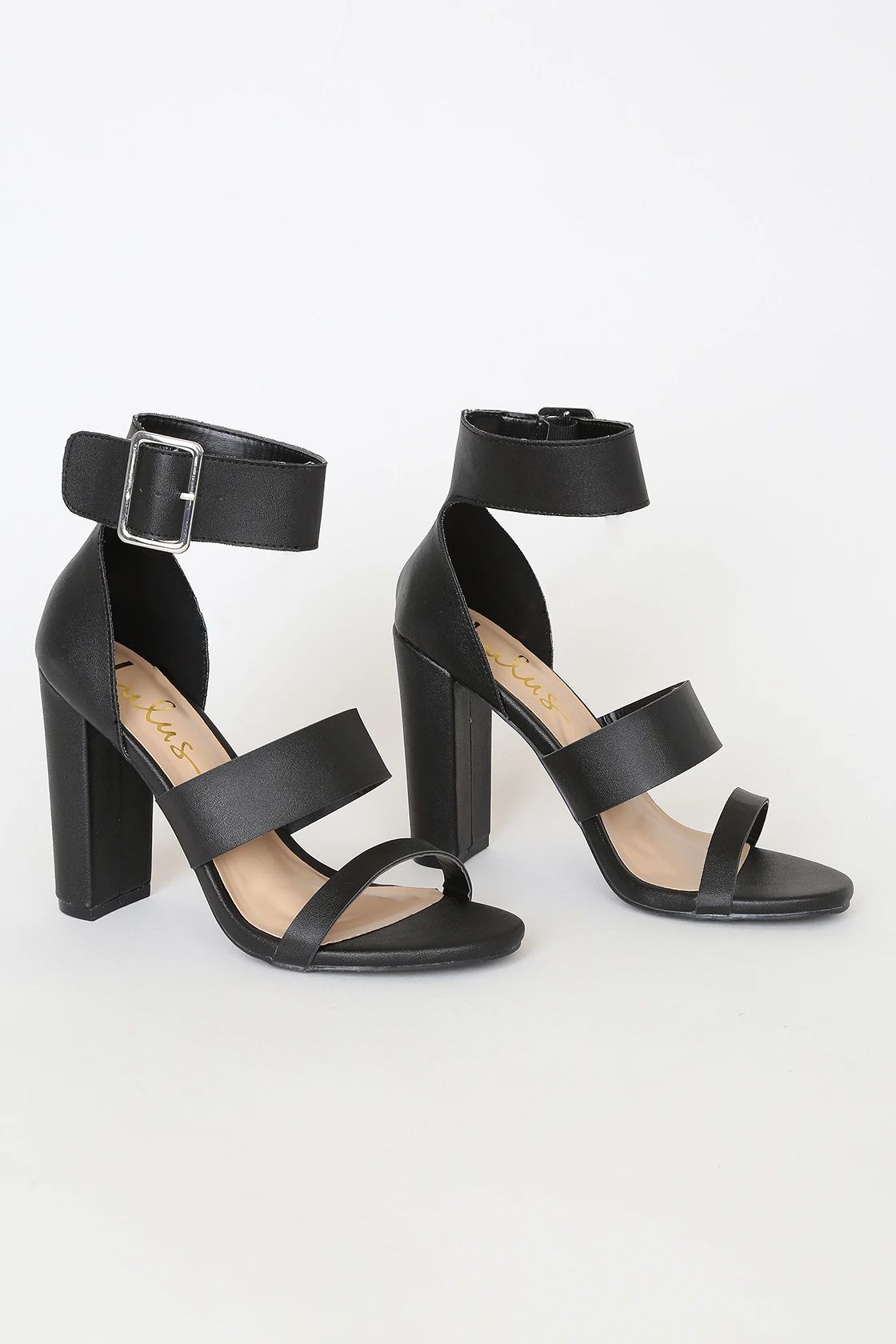 Margaret Black Ankle-Strap Heels | Lulus (US)