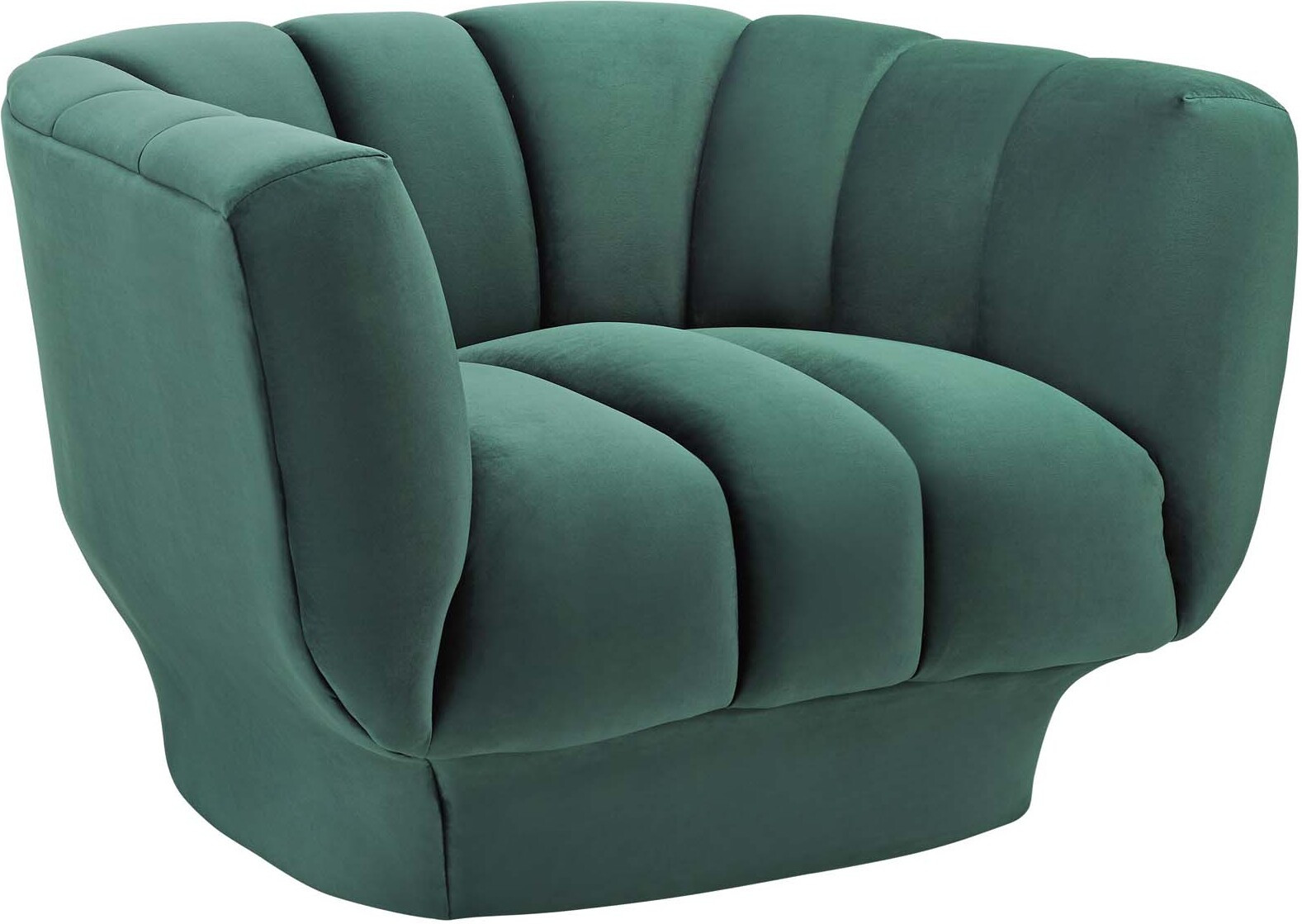Entertain Green Vertical Channel Tufted Performance Velvet Arm Chair | 1stopbedrooms