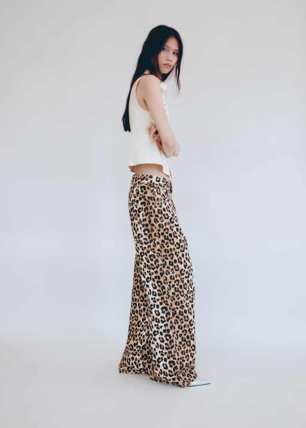 Leopard-print wideleg jeans | MANGO (US)