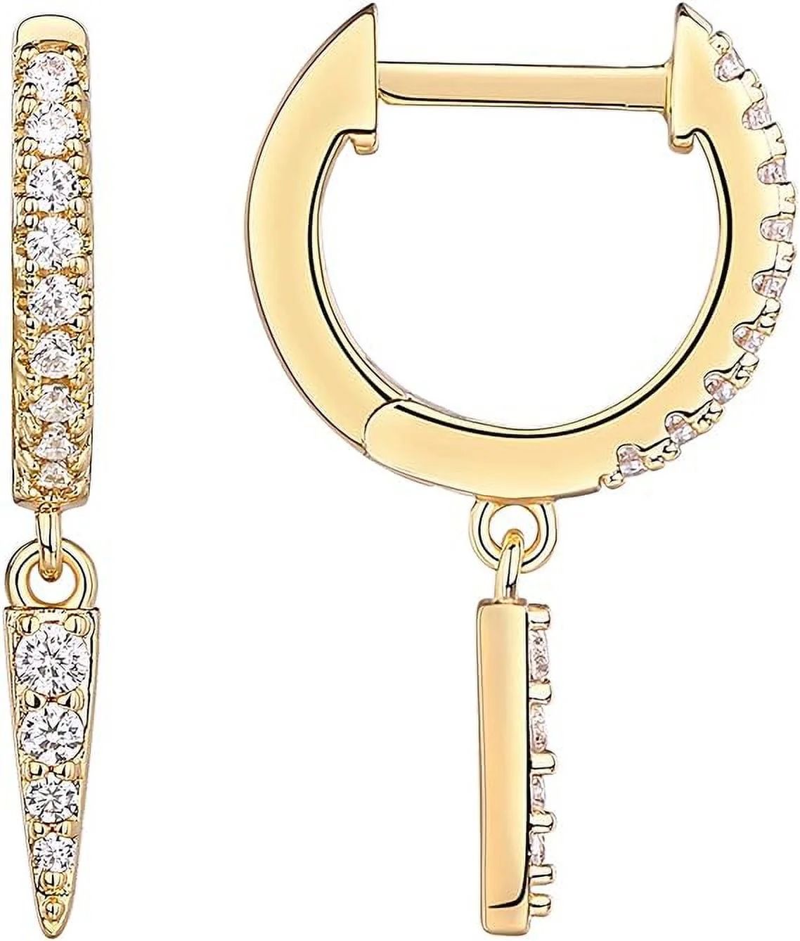 PAVOI 14K Yellow Gold Plated S925 Sterling Silver Post Drop/Dangle Huggie Earrings for Women | Da... | Walmart (US)