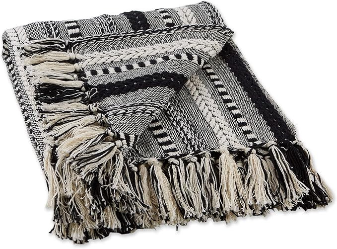 DII Braided Striped Decorative Throw Blanket, 50x60, Black | Amazon (US)
