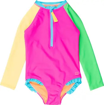 Girls UPF50+ Sun Protection Long Sleeve Rash Guard One Piece | Nordstrom