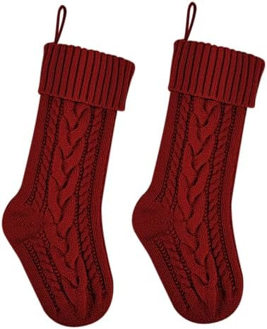 18 Inches Burgundy Knit Christmas Stockings Bulk Double Side Vintage Family Xmas Stockings for Fi... | Amazon (US)