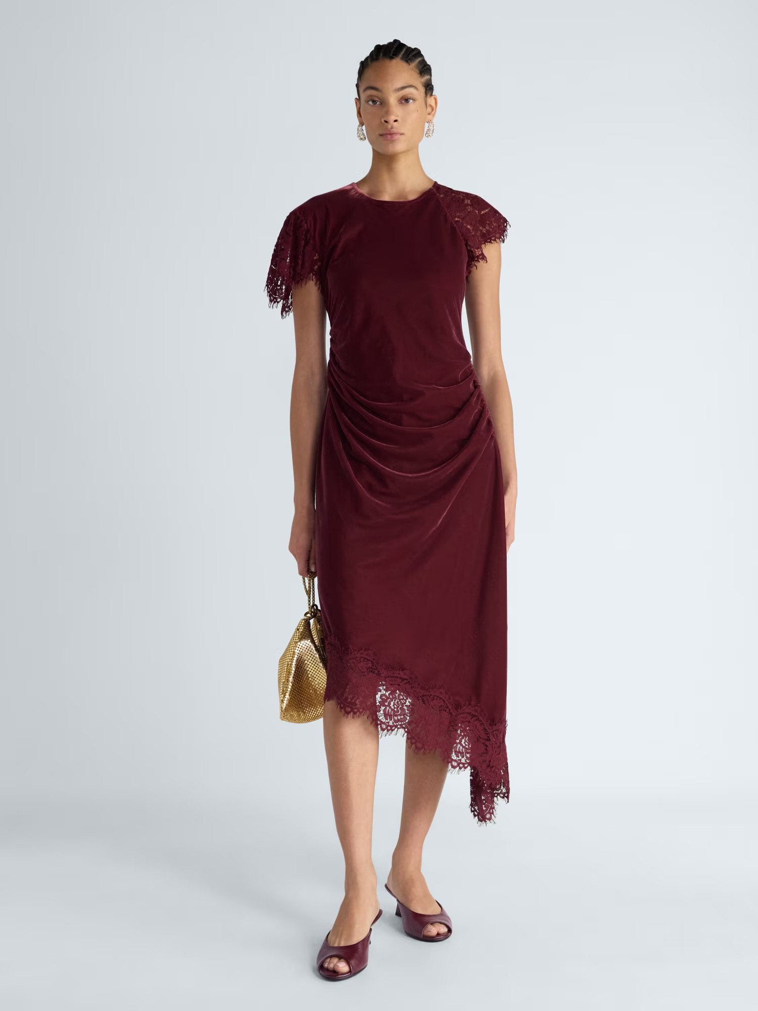 Scoop Women's and Women’s Plus Asymmetrical Lace Trim Midi Dress, Sizes XS-4X - Walmart.com | Walmart (US)