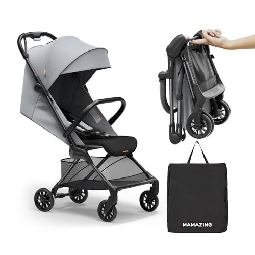 Lightweight Baby Strollers for Airplane, Ultra-Compact Travel Stroller, Light & Strong Portable Toddler Stroller with Carbon Fiber Frame and UPF 50+ Waterproof Canopy, Only 9.9 lbs, Grey | Amazon (US)
