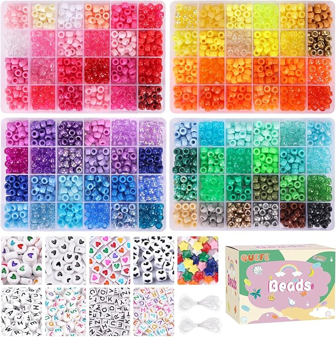 Bracelet Making Kit 96 Colors Pony Beads 3300pcs Friendship Bracelet Kit Rainbow Kandi Beads with... | Amazon (US)