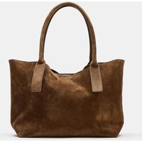 Zara - Leather Tote Bag - Brown - One Size Only - Woman | Zara UK
