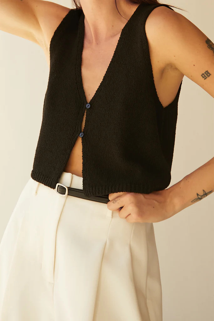CROPPED OPEN FRONT KNIT TANK | OAK + FORT