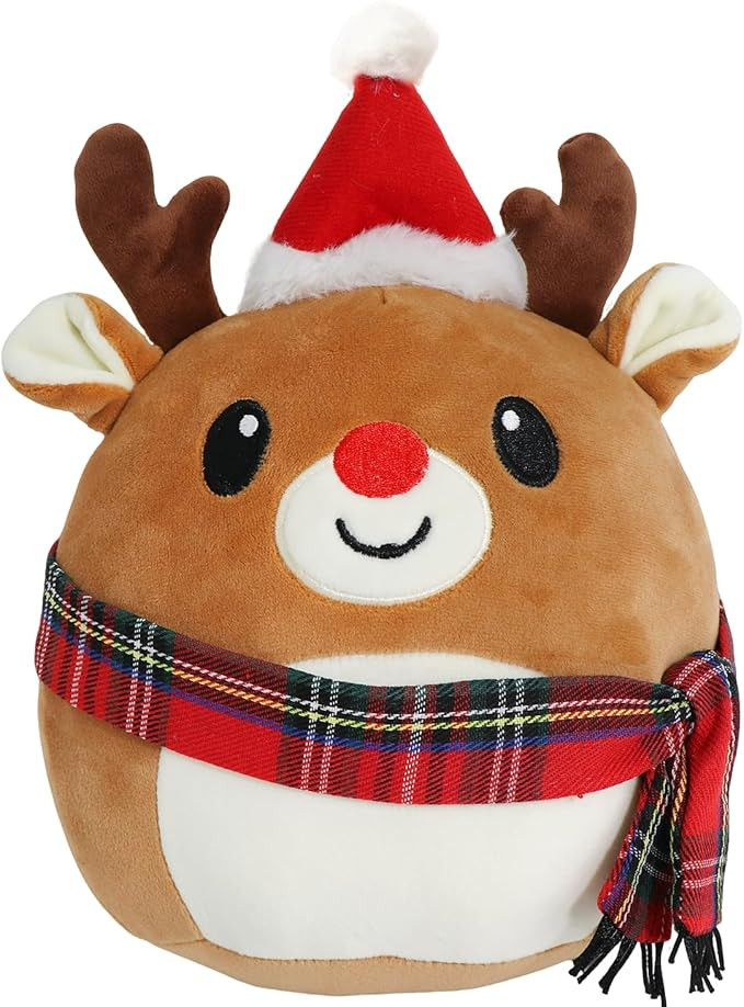 Christmas Plush Reindeer, Stuffed Animal with Christmas Hat, Stuffy Reindeer for Kids | Amazon (US)