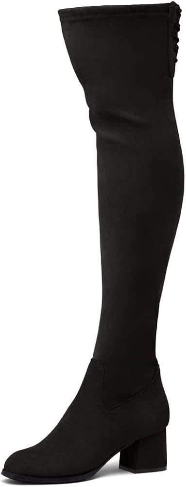 Shoe Land CARAA Women’s Thigh High Stretchy Boots Block Heel Side Zipper Back Lace Over The Kne... | Amazon (US)