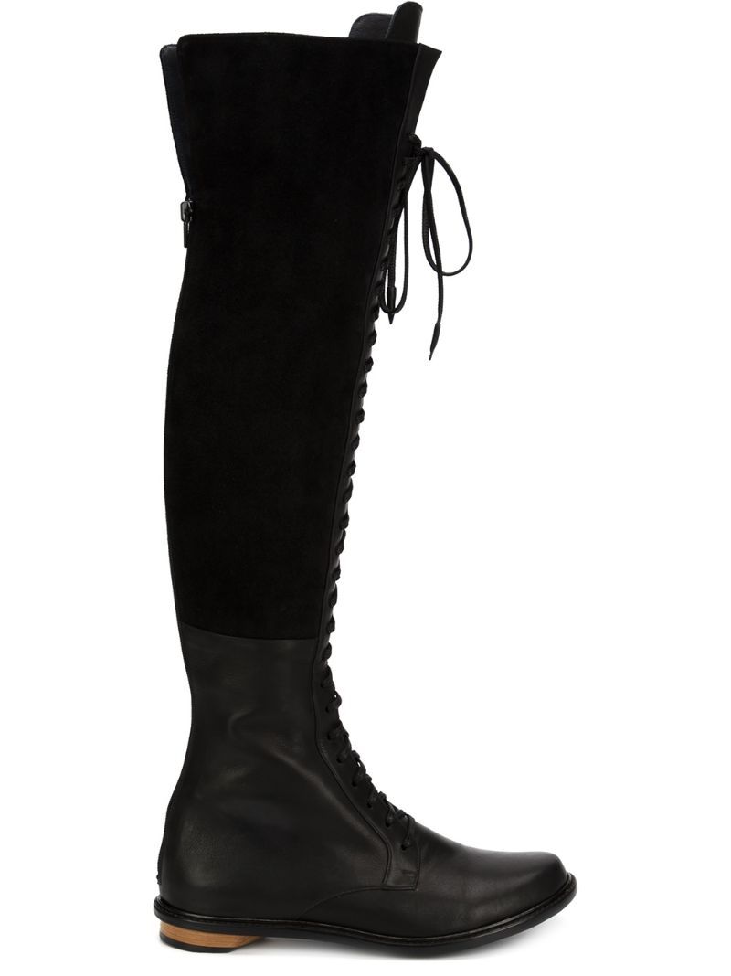 Valas - thigh high lace-up boots - women - Leather - 6, Black, Leather | FarFetch US