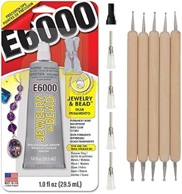 E6000 1-Ounce Jewelry and Bead Adhesive with 4 Precision Applicator Tips for Jewelry Pixiss Art D... | Amazon (US)