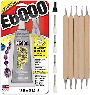 E6000 1-Ounce Jewelry and Bead Adhesive with 4 Precision Applicator Tips for Jewelry Pixiss Art D... | Amazon (US)