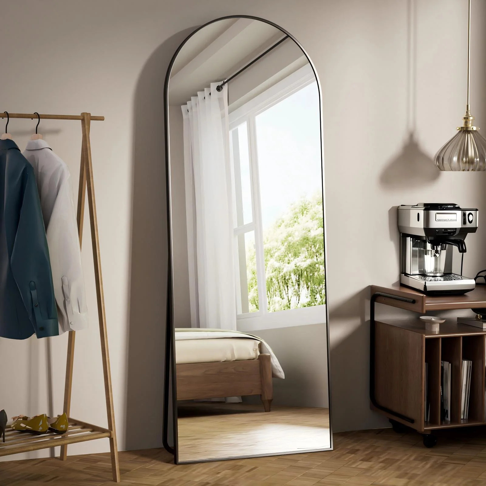 Lumora 24"x65" Arched Full Body Standing Mirror Full Length Floor Mirror,Black | Walmart (US)