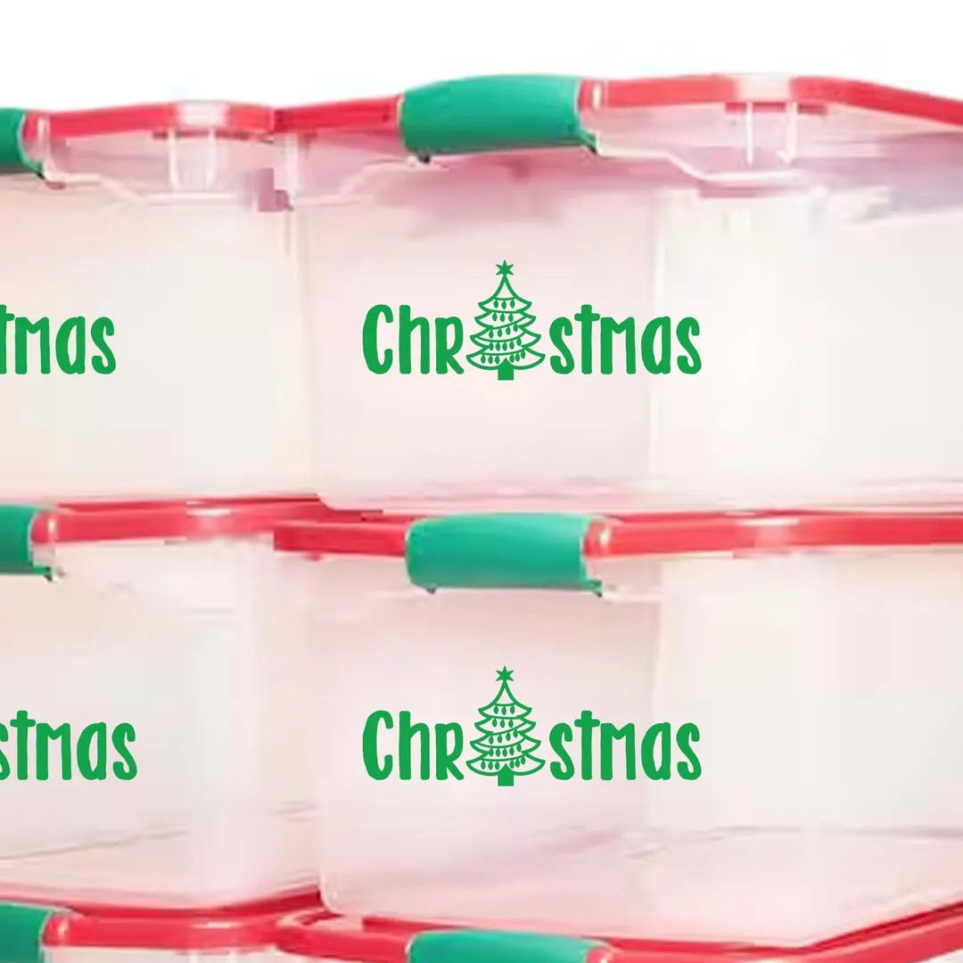 Christmas Storage Labels: Holiday Decor Vinyl Decals - Set of 6 | Etsy (US)