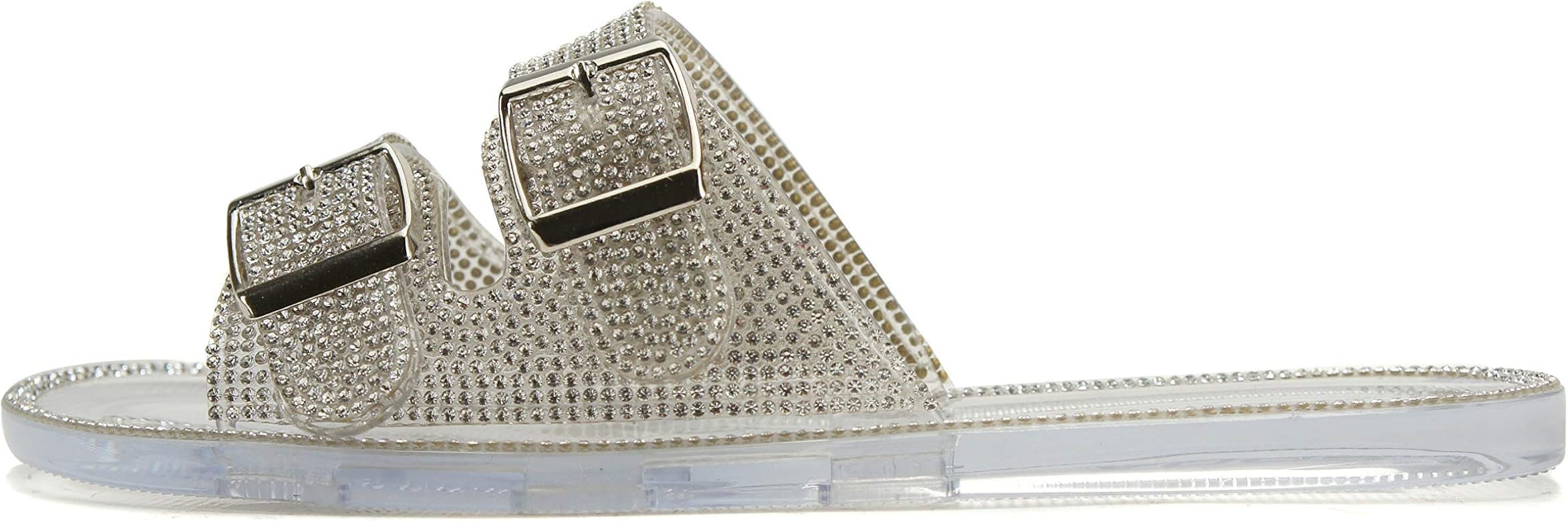 Soda HOBBY ~ Women Sparkling Andrian Jewel Rhinestone Monk Strap Fashion Flat Jelly Sandal | Amazon (US)