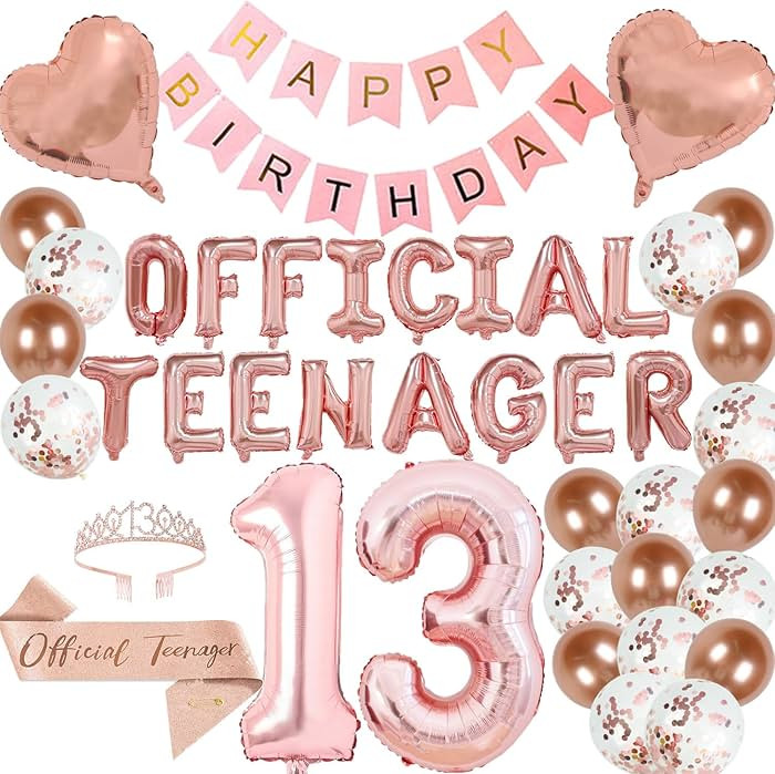 13th Birthday Party Decorations OFFICIAL TEENAGER Party Balloons 13th Birthday Tiara Official Tee... | Amazon (US)