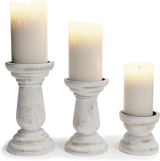Barnyard Designs Pillar Candle Holder for Pillar Candles, Small Wooden Candlestick Holders, Farmh... | Amazon (US)