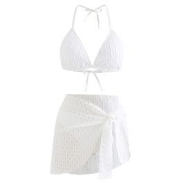 Triangle Bikini Set with Sarong Cover Up | Chicwish