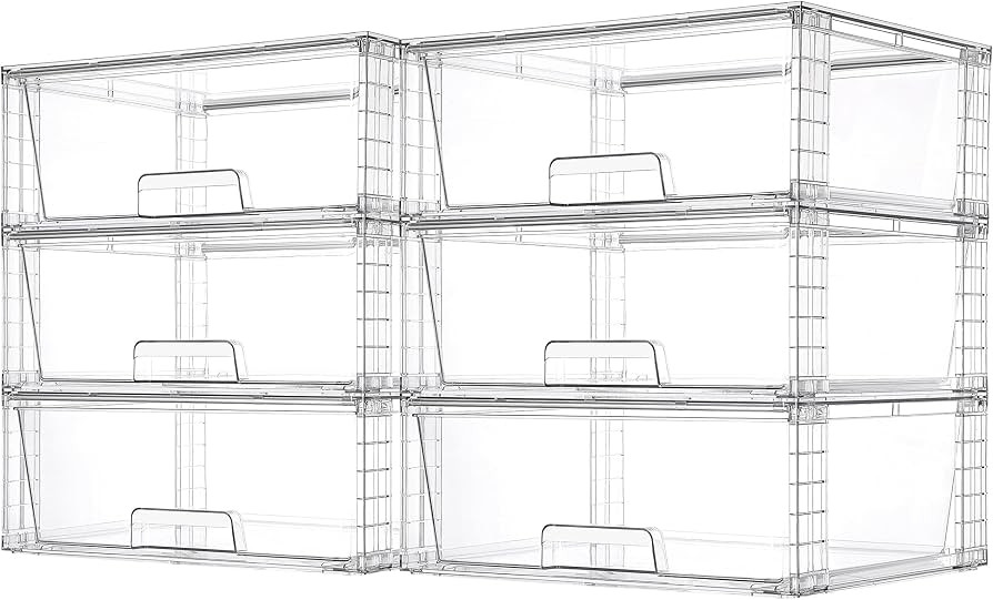 Vtopmart 6 Pack Large Stackable Storage Drawers,Easily Assemble Clear Acrylic Bathroom Closet Und... | Amazon (US)