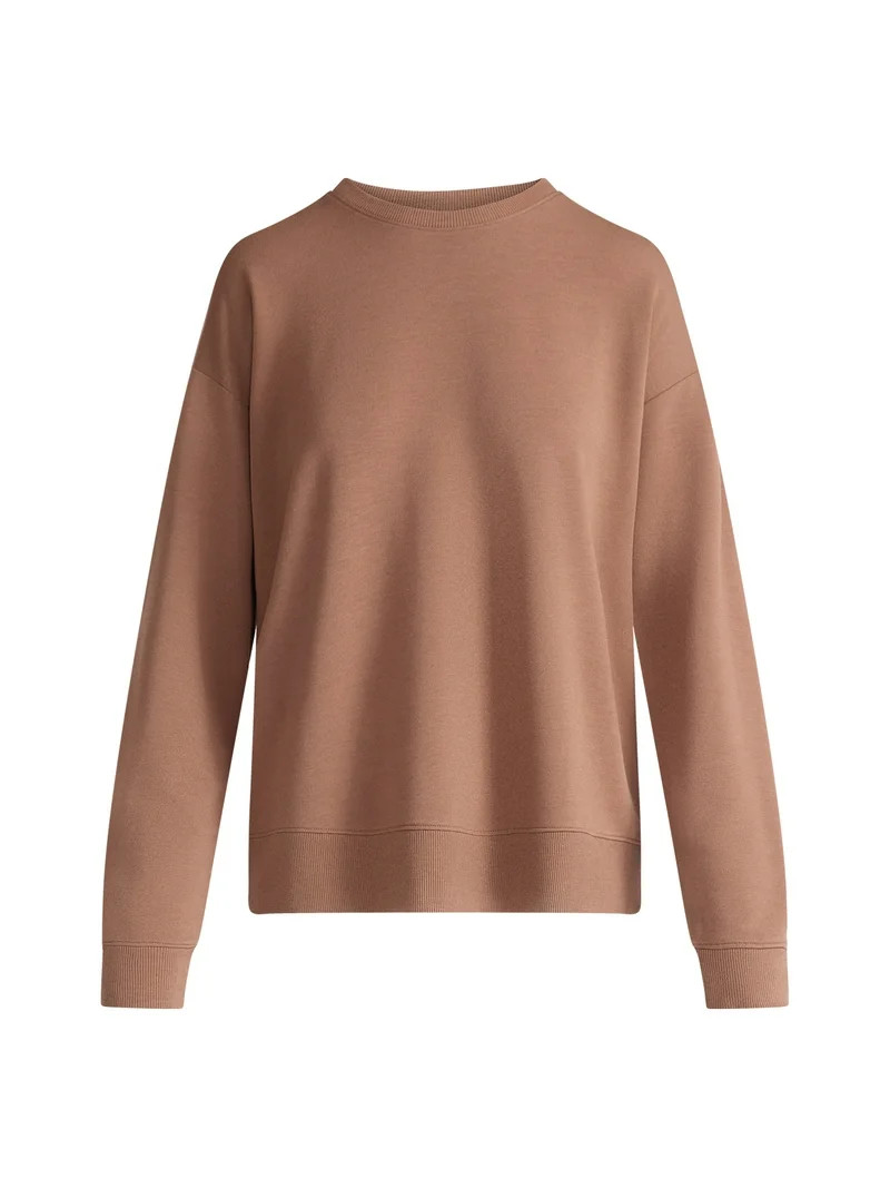 Joyspun Women's Fleece Drop Shoulder Sleep Top with Long Sleeves, Sizes XS-3X | Walmart (US)