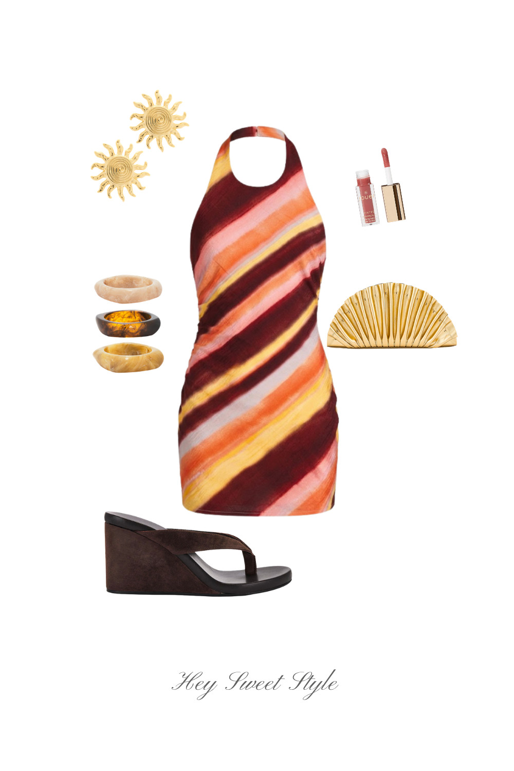 Vacation Outfit: Sunset Stripe Dress 🧡 

 