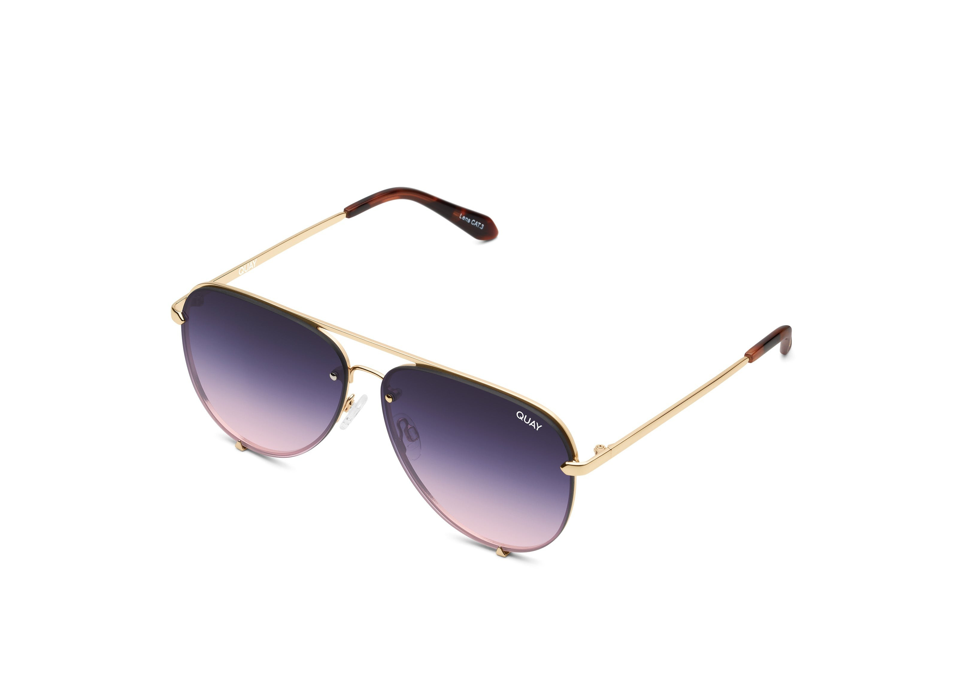 HIGH KEY RIMLESS MINI - GOLD/NAVY PINK FADE | Quay Australia