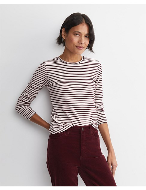 STRIPE LUREX LONG SLEEVE MAGIC TEE | David Jones (Australia & New Zealand)