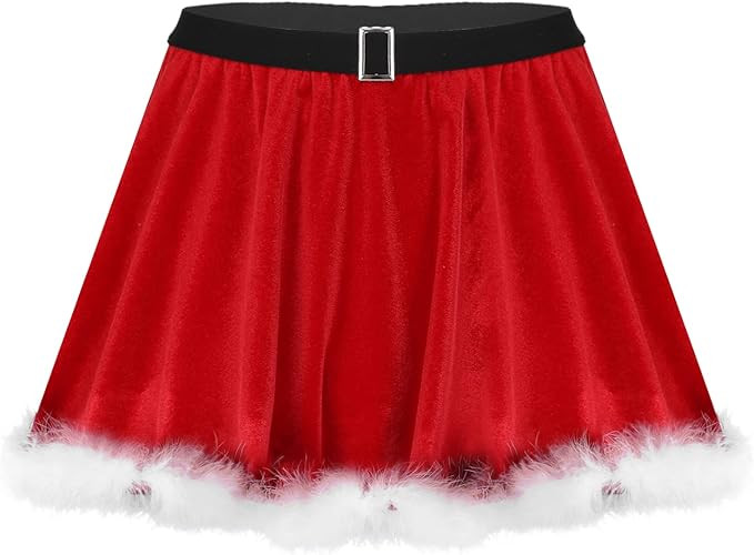 iiniim Womens Sexy Christmas Mrs. Santa Claus Sequin Pleated Tutu Mini Skirt | Amazon (US)