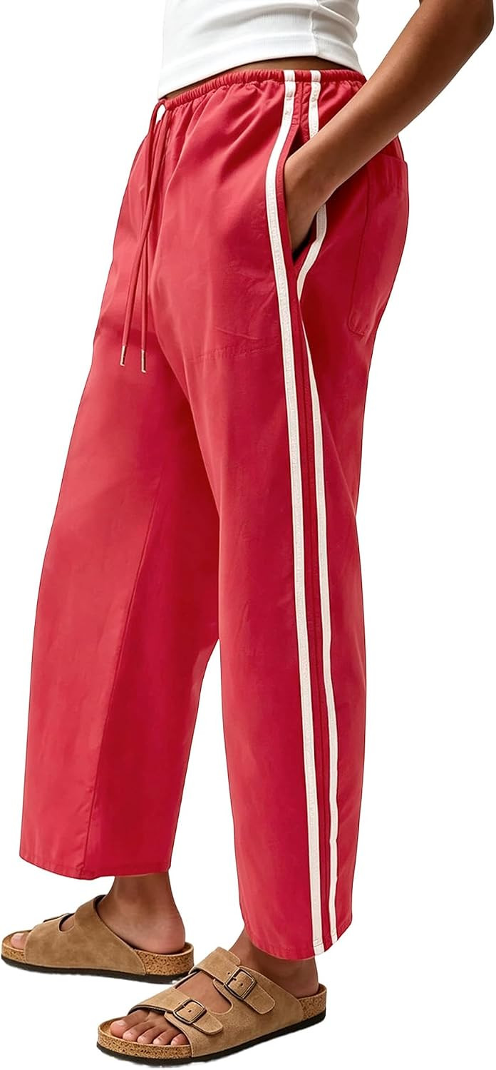 Track Pants Women Casual Drawstring Elastic Waist Cropped Pants | Amazon (US)