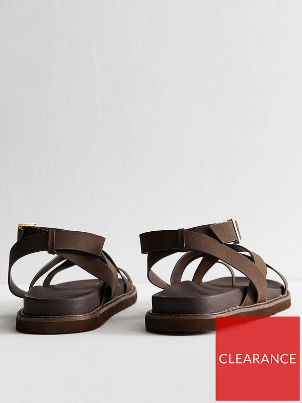 New Look Faux Leather Crossover Strap Sandals - Brown | Very (UK)