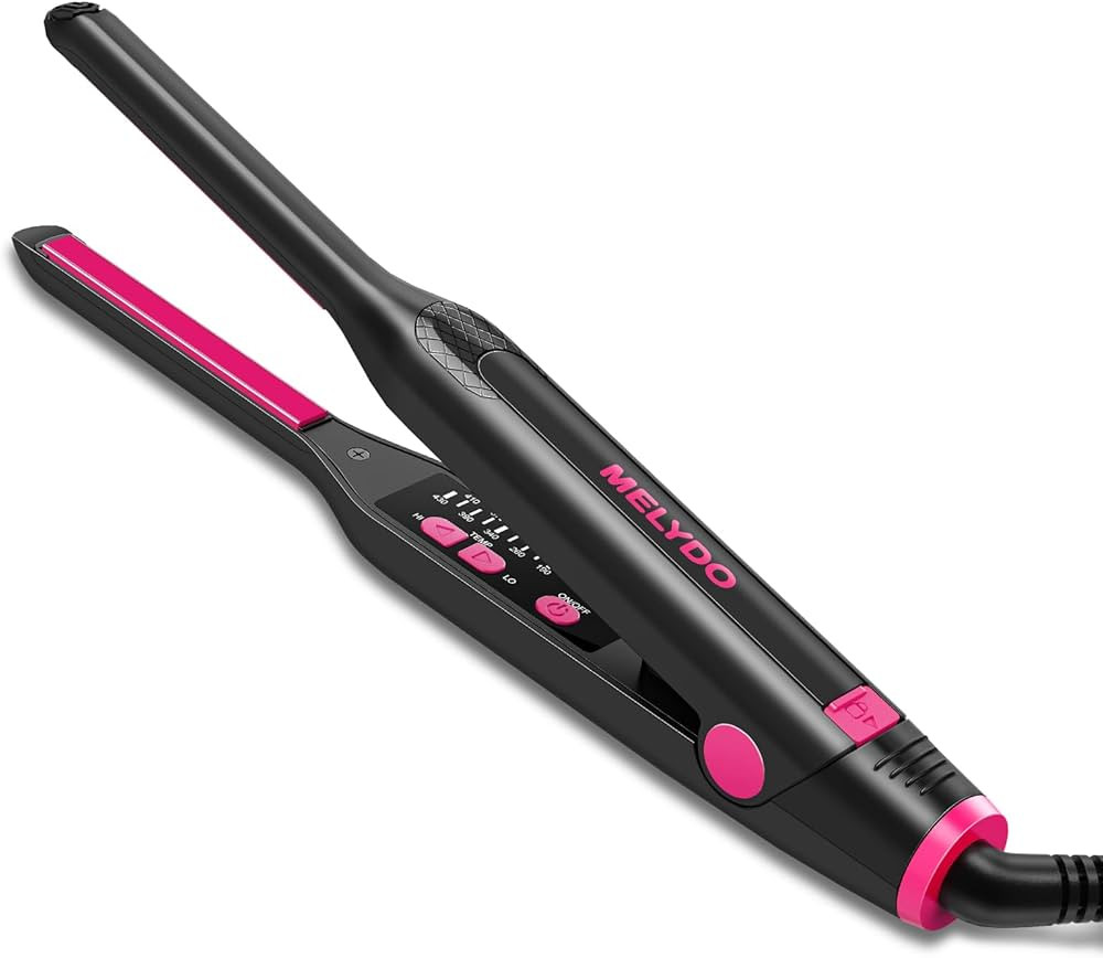 MELYDO Small Flat Irons for Short Hair, 3/10" Pencil Flat Iron with Adjustable Temp Mini Hair Str... | Amazon (US)