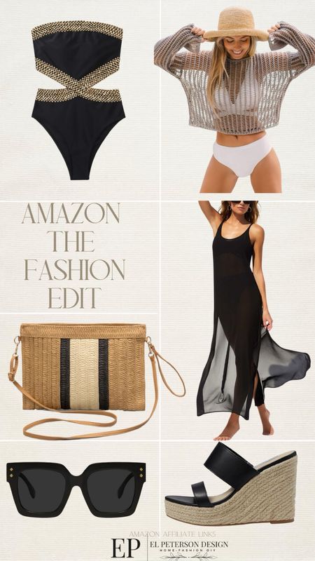 Bathing suit
Swim cover up top
Swim cover up
Straw purse
Sunglasses 
Wedges 

#LTKstyletip