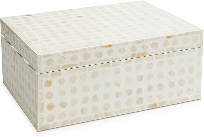 Patelai Mother of Pearl Shell Box Handmade Rectangular Box for Home Decor Jewelry Watch Storage, ... | Amazon (US)