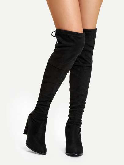 Suede Over The Knee Plain Boots | SHEIN