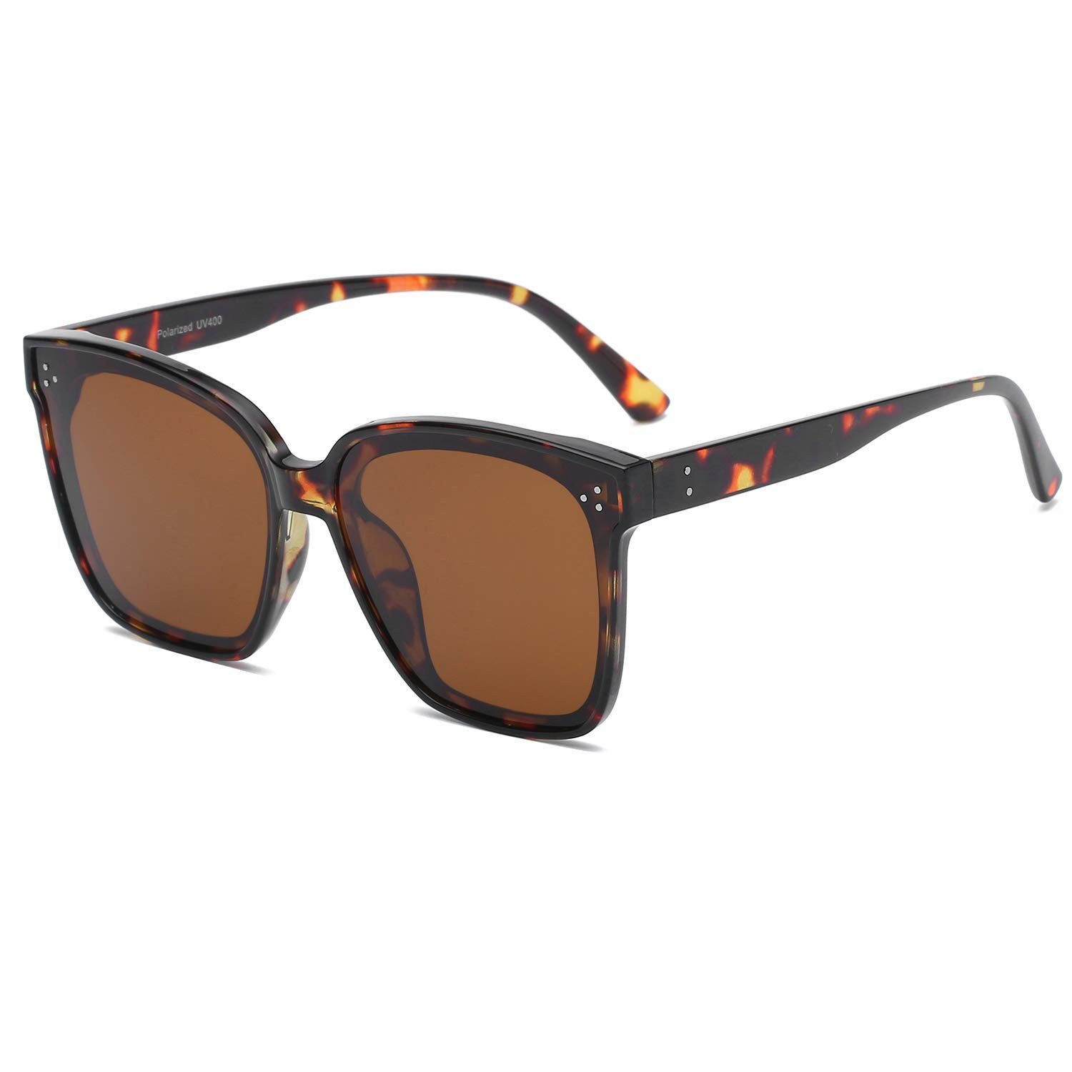 DUSHINE Oversized Square Polarized Sunglasses For Women With Rivets Retro Vintage UV Protection | Amazon (US)