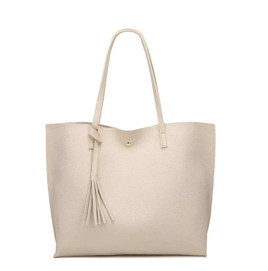 Dreubea Women's Soft Faux Leather Tote Shoulder Bag from, Big Capacity Tassel Handbag | Amazon (US)